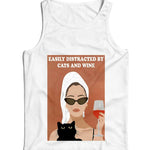 Easily Distracted By Cats And Wine Ladies Vest Tank Top