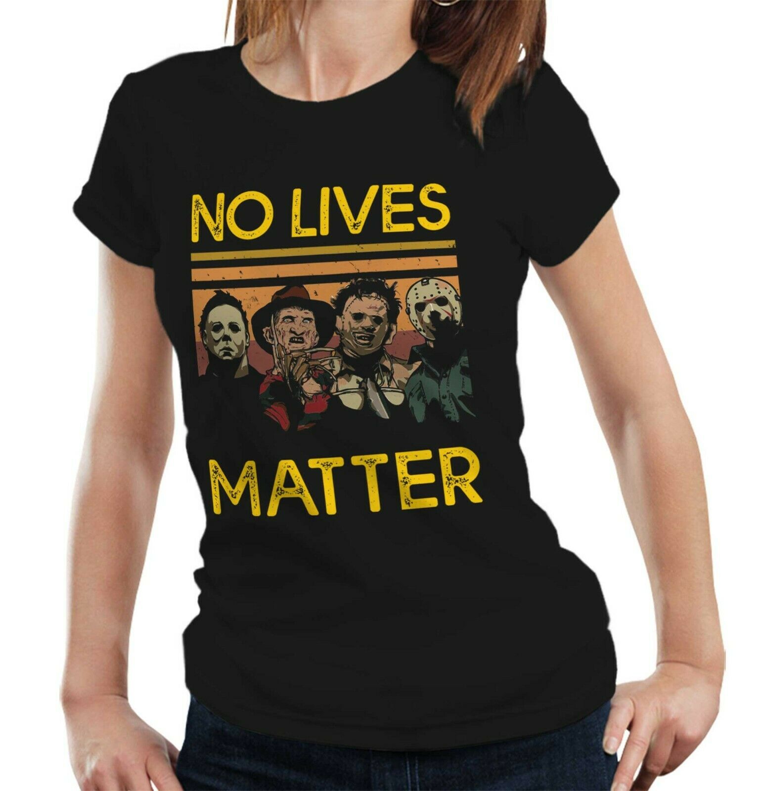 No Lives Matter Horror Characters Tshirt Fitted Ladies