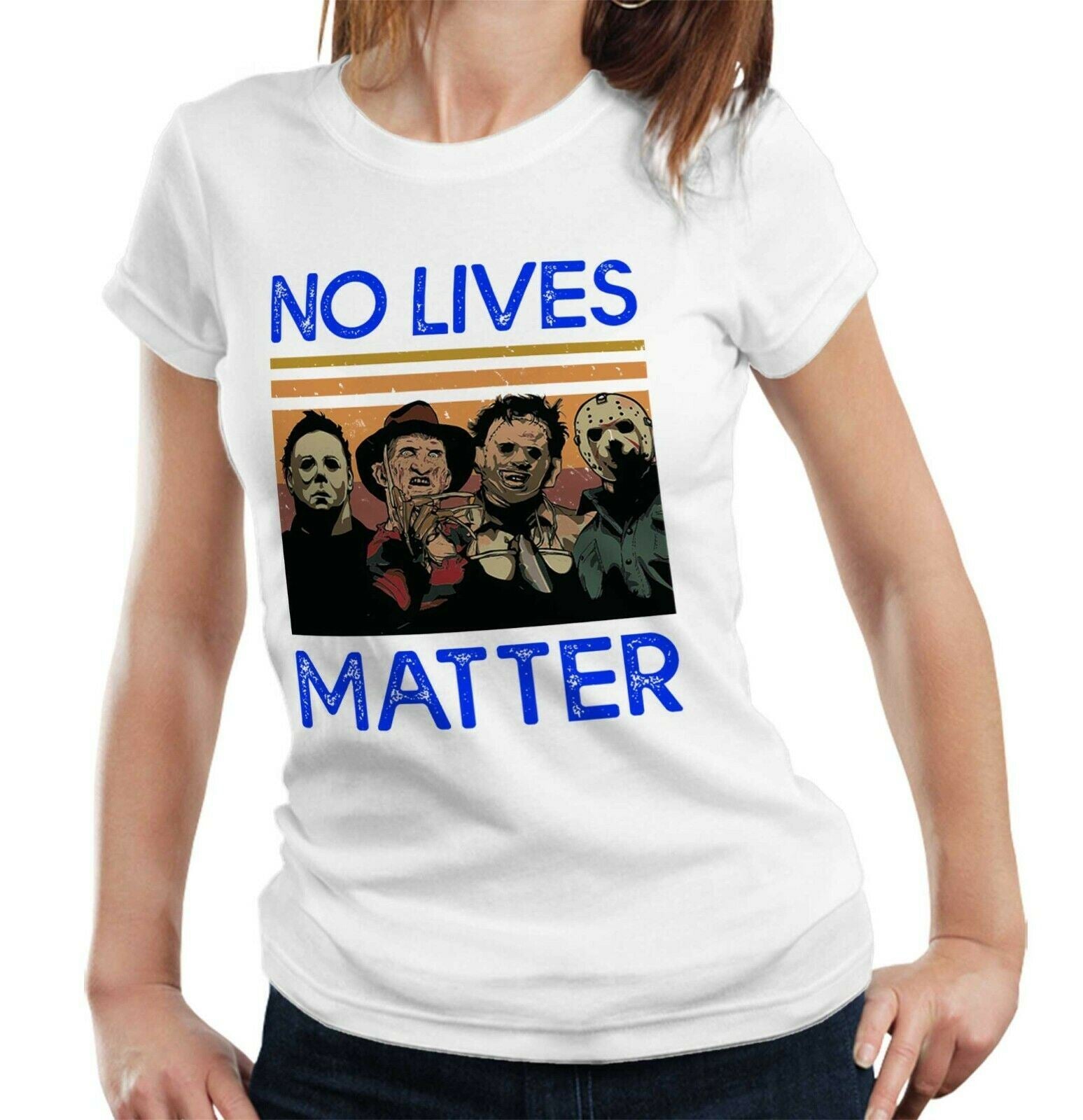 No Lives Matter Horror Characters Tshirt Fitted Ladies