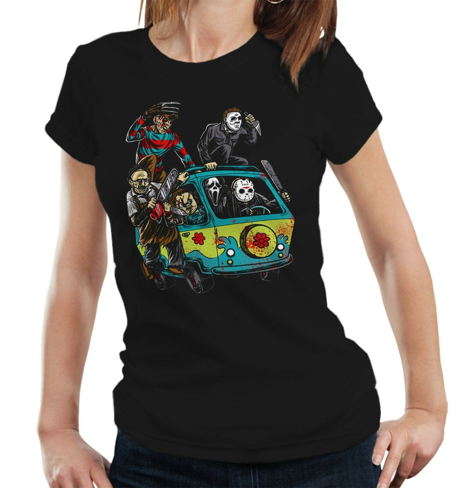 Horror Cartoon Scooby Parody Tshirt Fitted Ladies