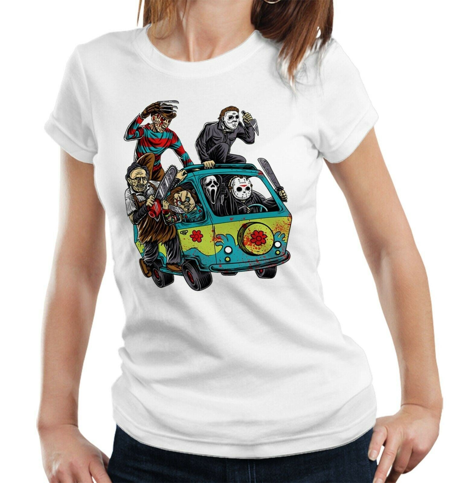 Horror Cartoon Scooby Parody Tshirt Fitted Ladies