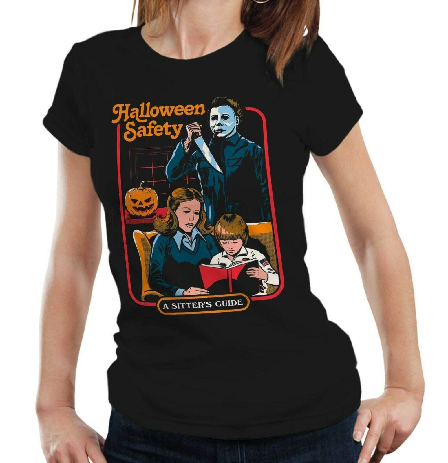 Halloween Safety Tshirt Fitted Ladies