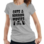 Cats & Horror Movies Tshirt Fitted Ladies