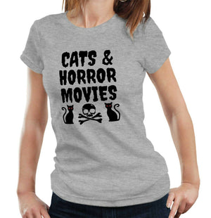 Cats & Horror Movies Tshirt Fitted Ladies