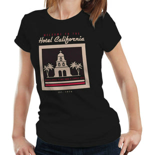 Welcome To The Hotel California Lyric Tshirt Fitted Ladies