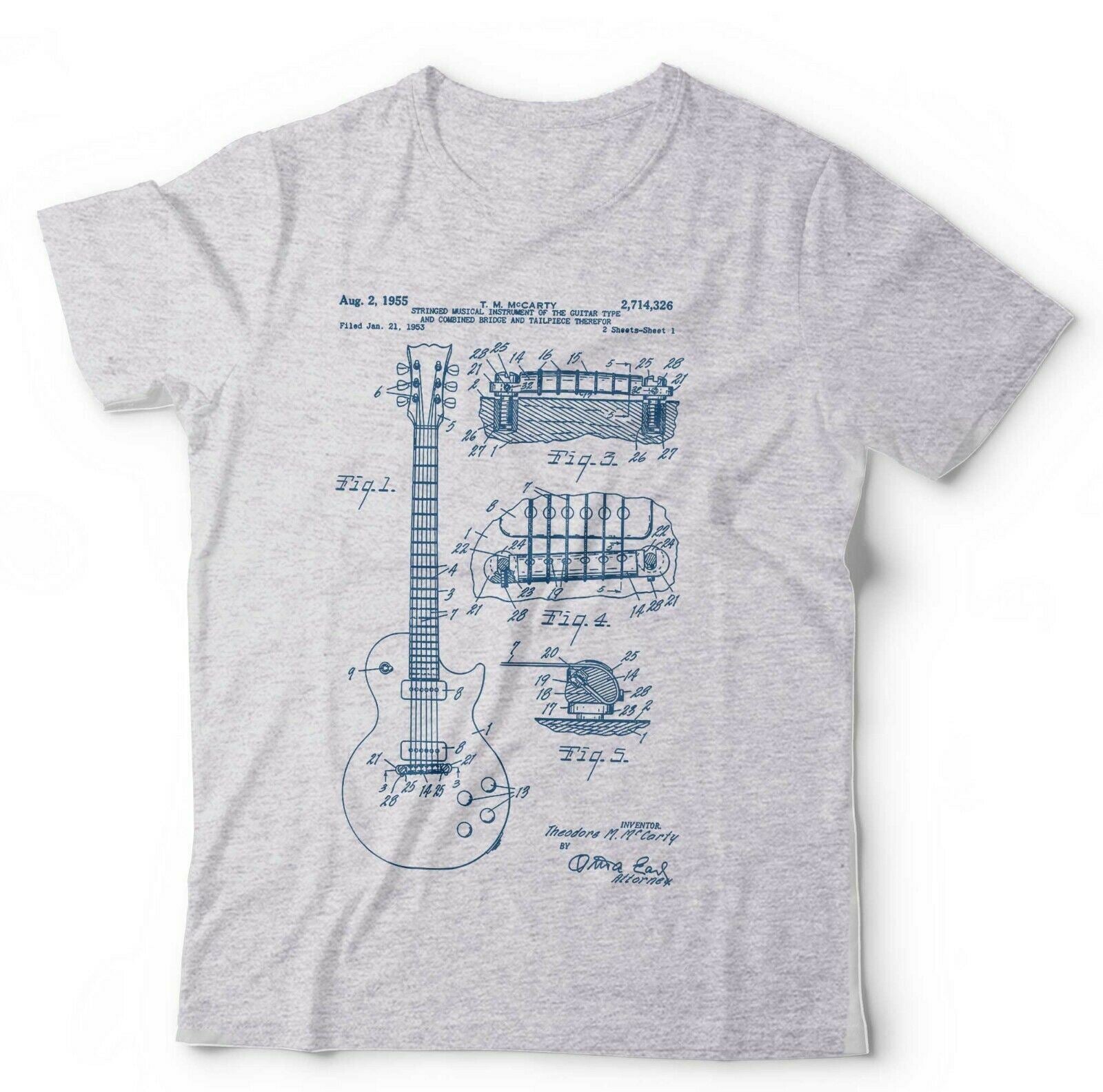 Les Paul Guitar Patent Schematic Tshirt Unisex & Kids