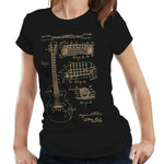 Les Paul Guitar Patent Schematic Tshirt Ladies Fitted