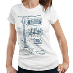 Les Paul Guitar Patent Schematic Tshirt Ladies Fitted