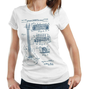 Les Paul Guitar Patent Schematic Tshirt Ladies Fitted