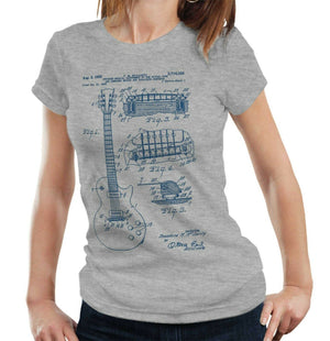 Les Paul Guitar Patent Schematic Tshirt Ladies Fitted