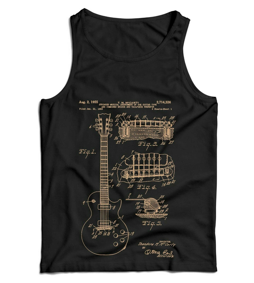 Les Paul Guitar Patent Schematic Ladies Vest Tank Top