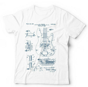 Precision Bass Guitar Patent Schematic Tshirt Unisex & Kids