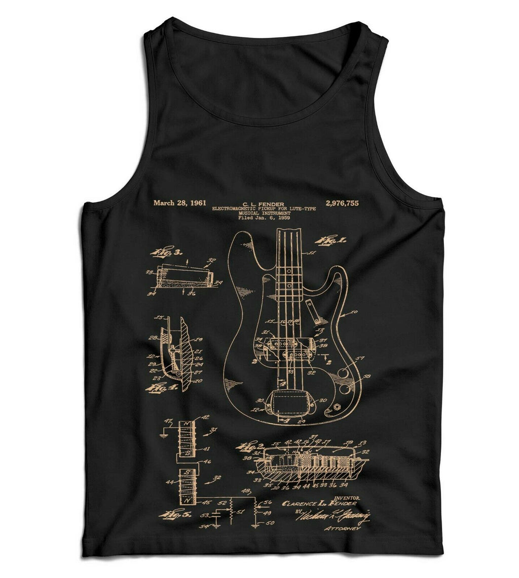 Precision Bass Guitar Patent Schematic Ladies Vest Tank Top