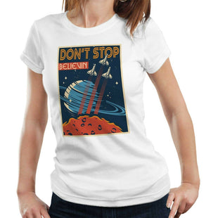 Don't Stop Believin Lyric Tshirt Fitted Ladies