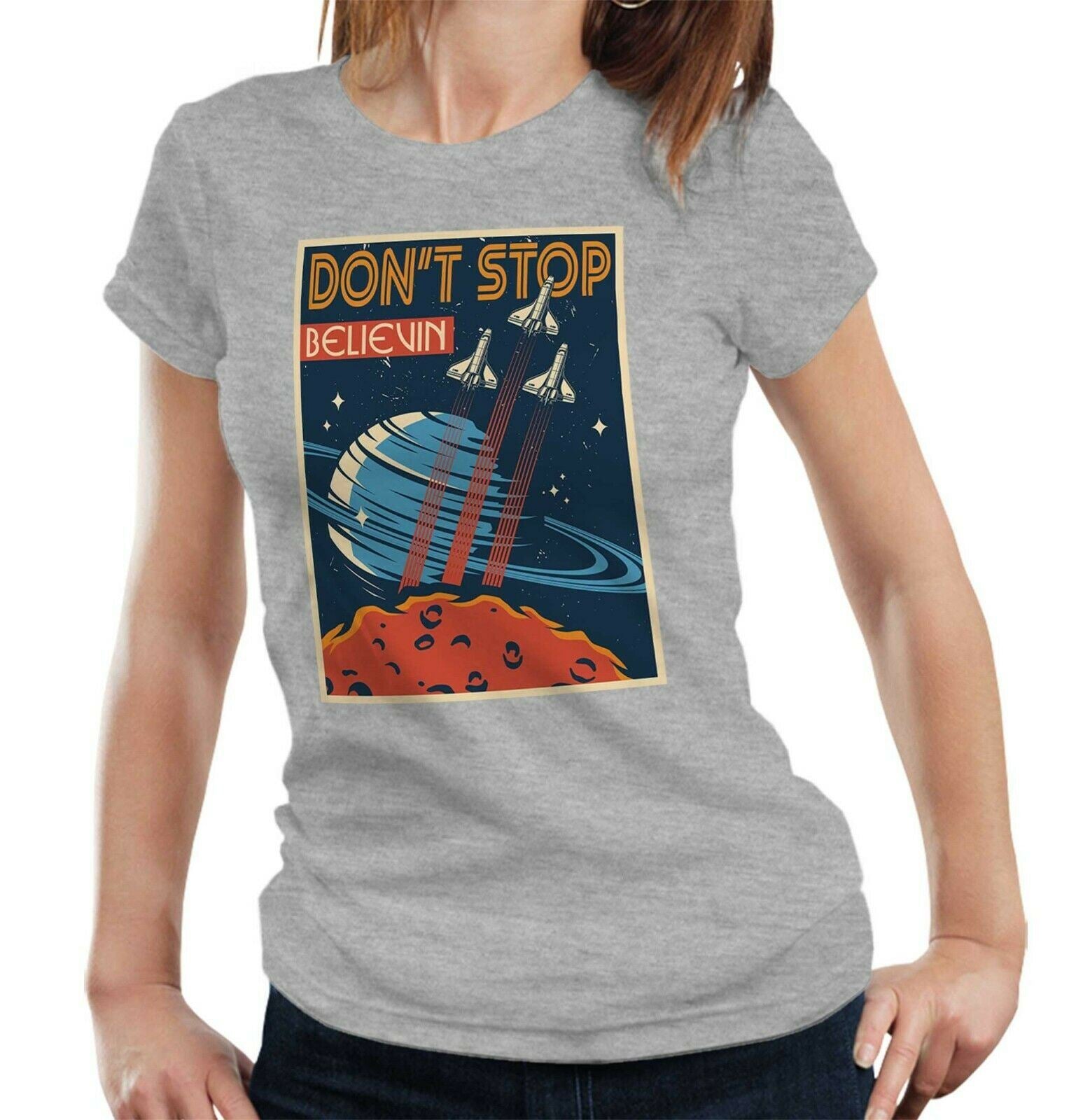 Don't Stop Believin Lyric Tshirt Fitted Ladies