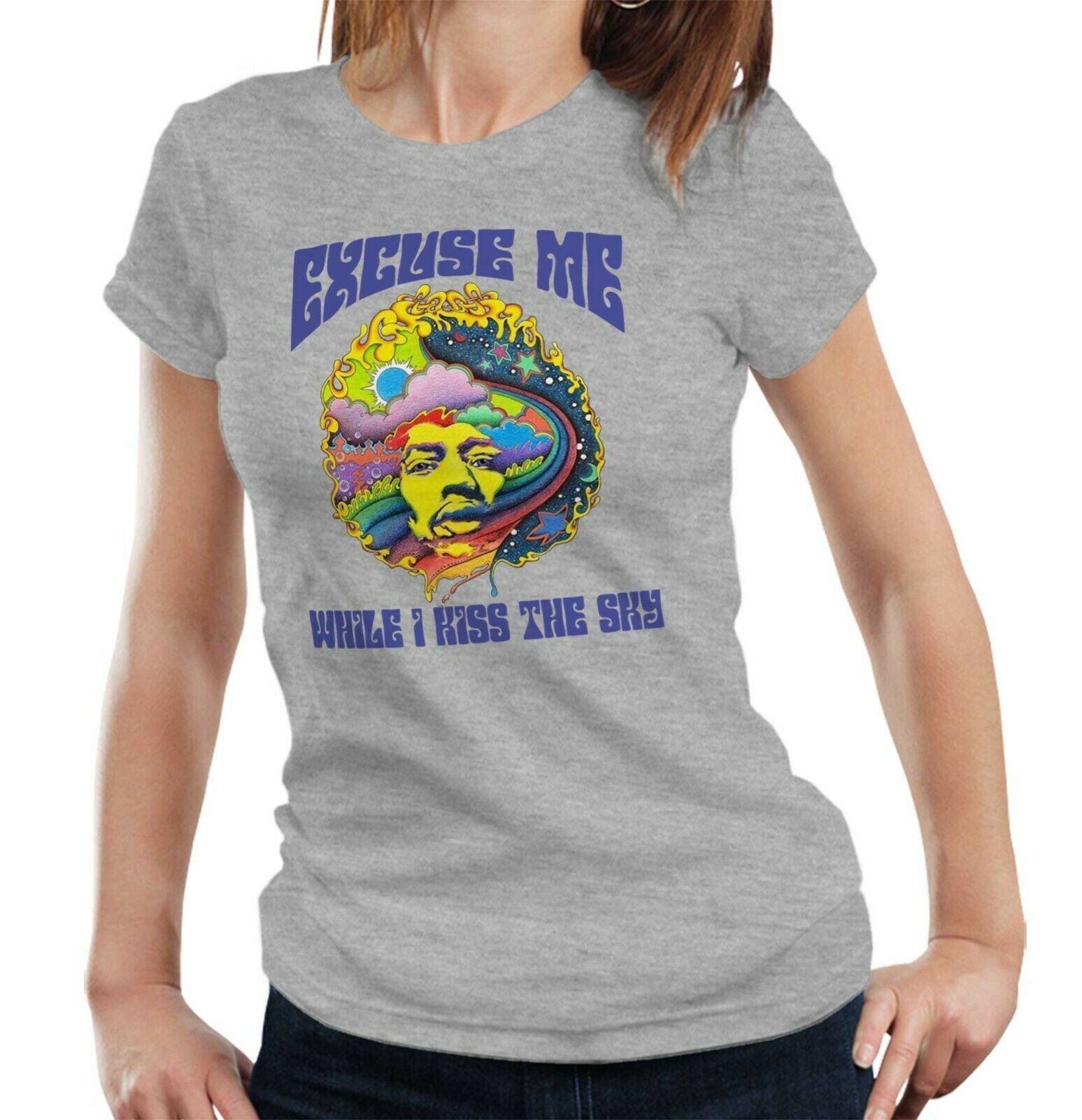 Excuse Me While I Kiss The Sky Tshirt Fitted Ladies