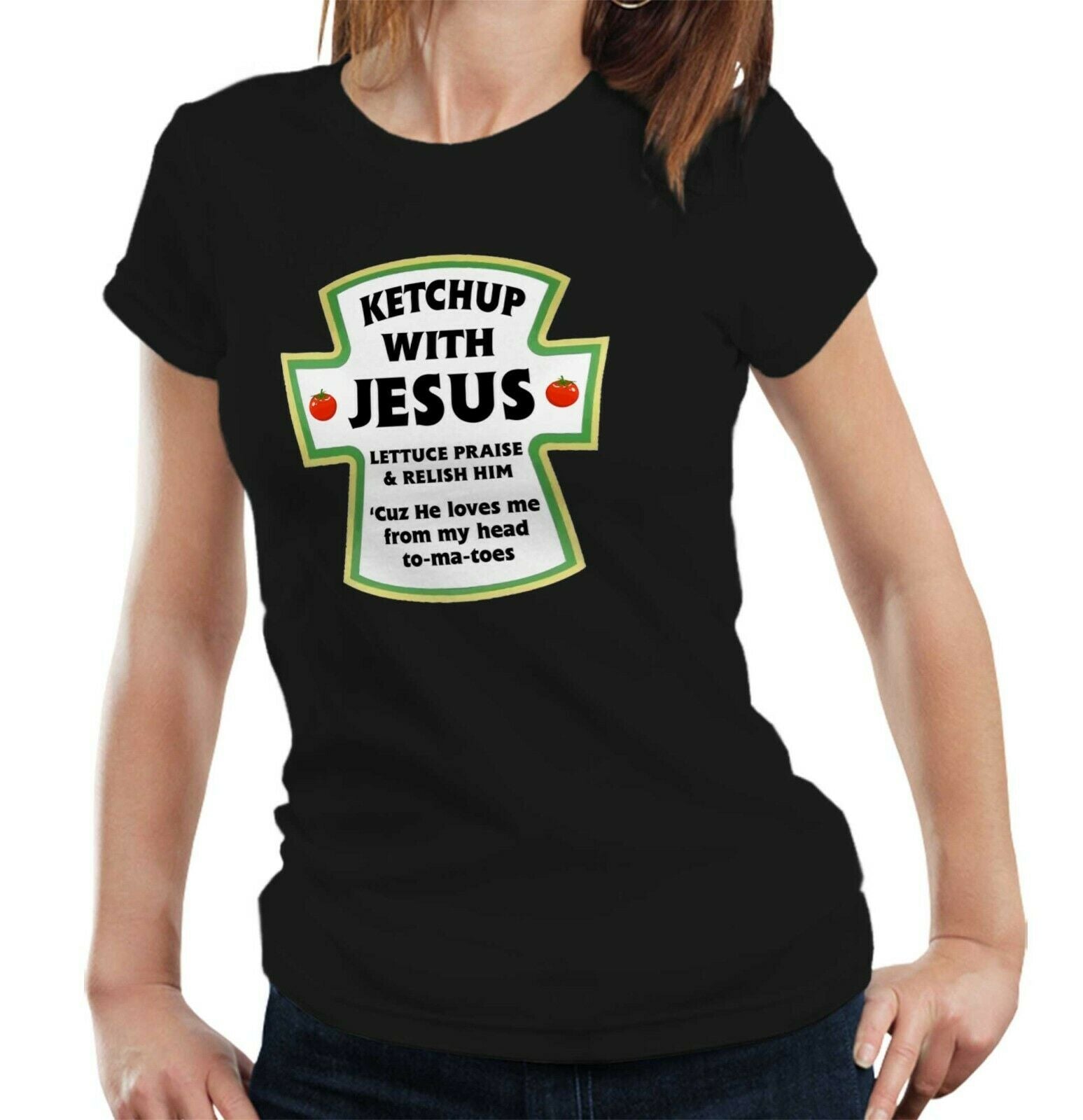 Ketchup With Jesus Tshirt Fitted Ladies