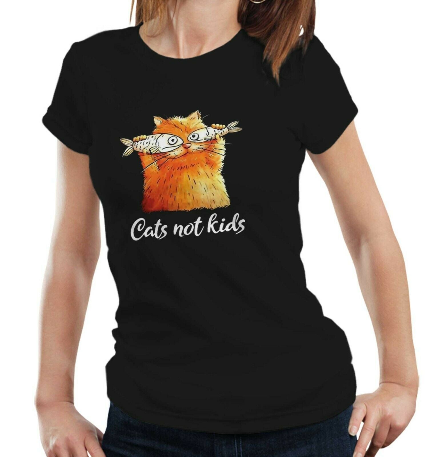 Cats Not Kids Tshirt Fitted Ladies