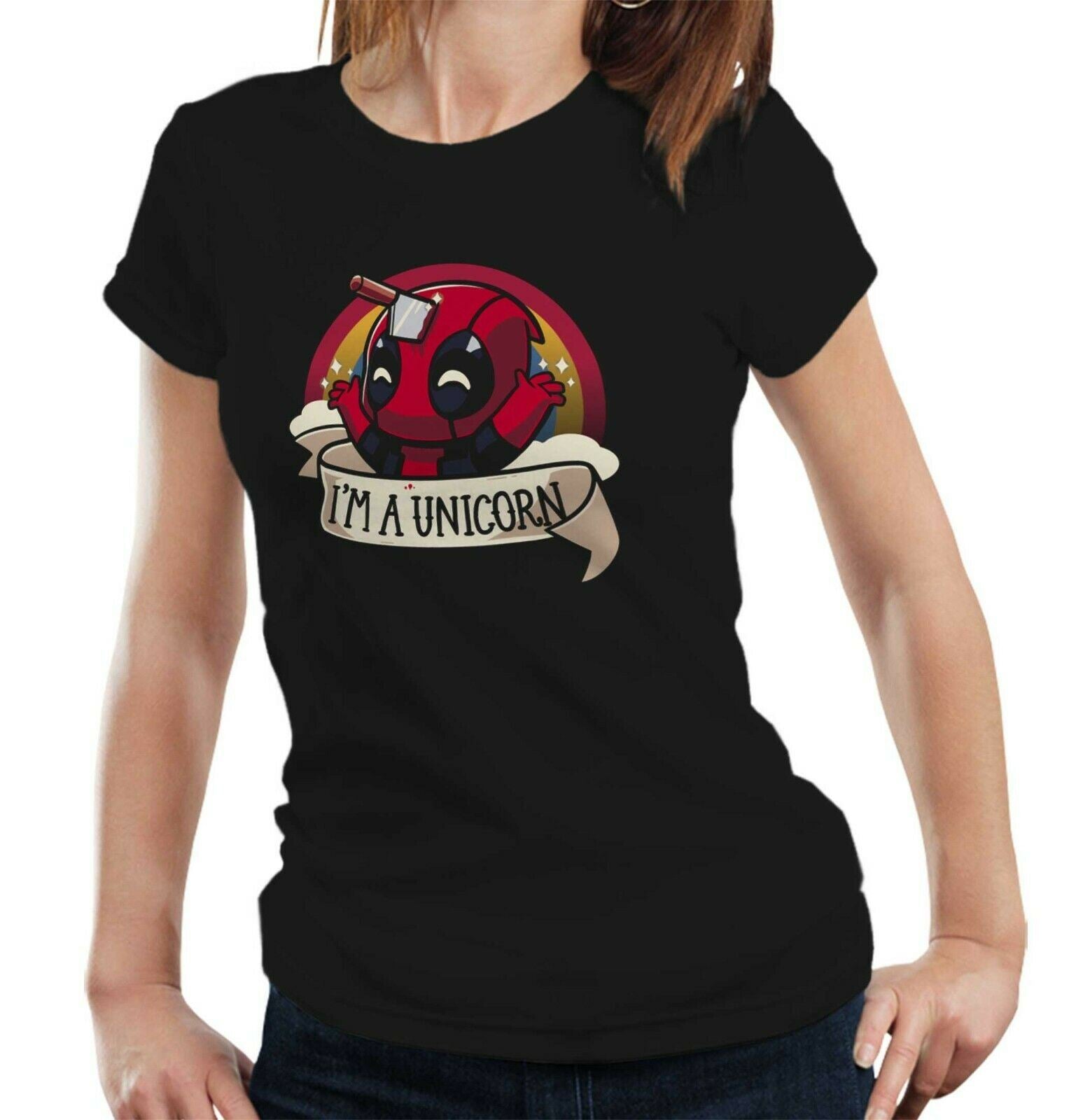 I'm A Unicorn Deadpool Tshirt Fitted Ladies