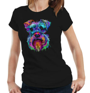 Schnauzer Art Splash Tshirt Fitted Ladies