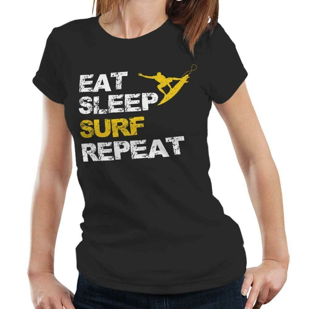 Eat Sleep Surf Repeat Tshirt Fitted Ladies