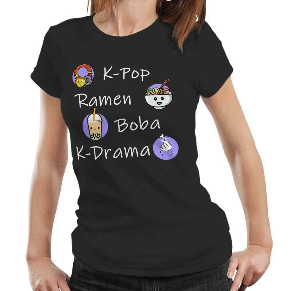 K-Pop Ramen Boba K-Drama Tshirt Fitted Ladies