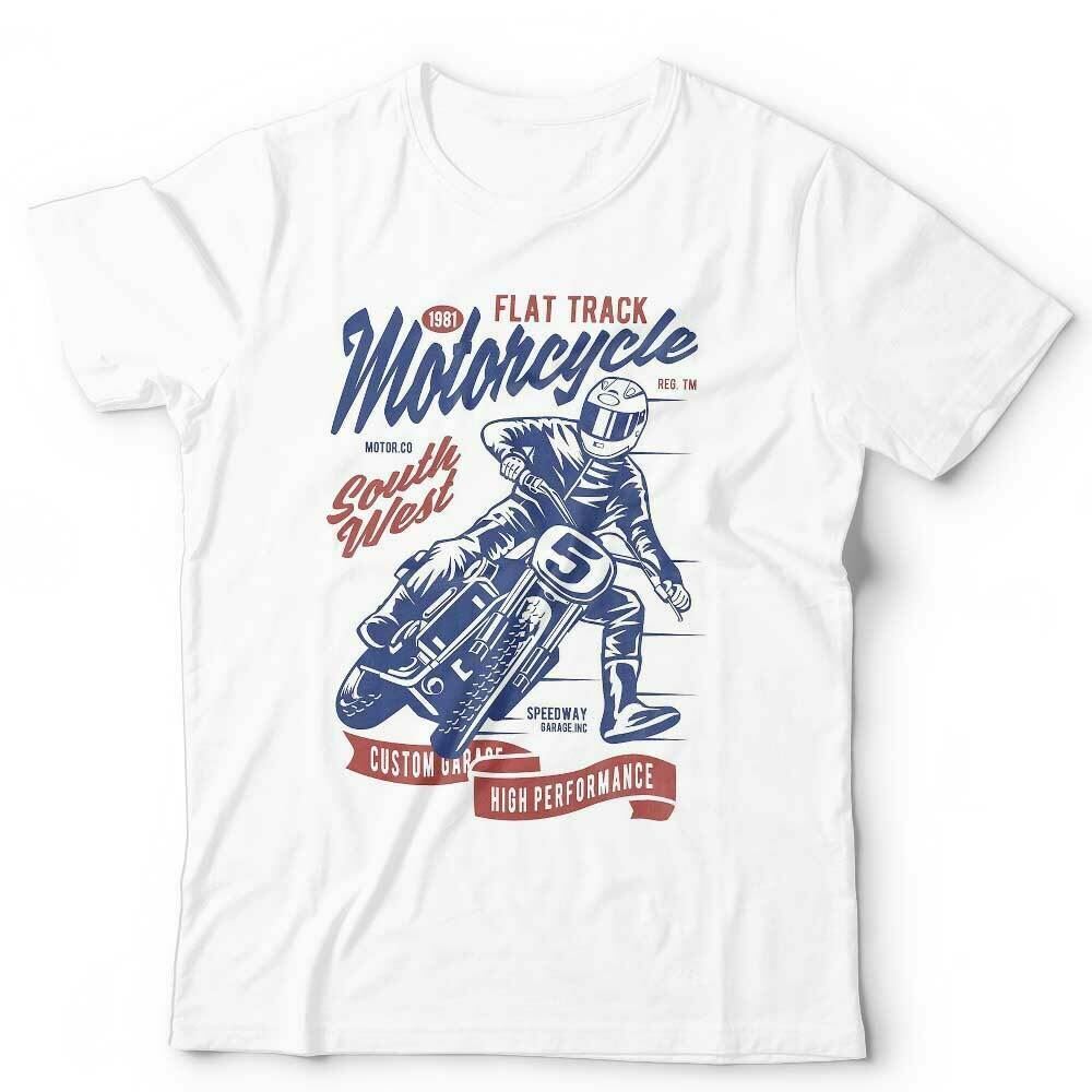 Flat Track Motorcycle White Tshirt Unisex & Kids