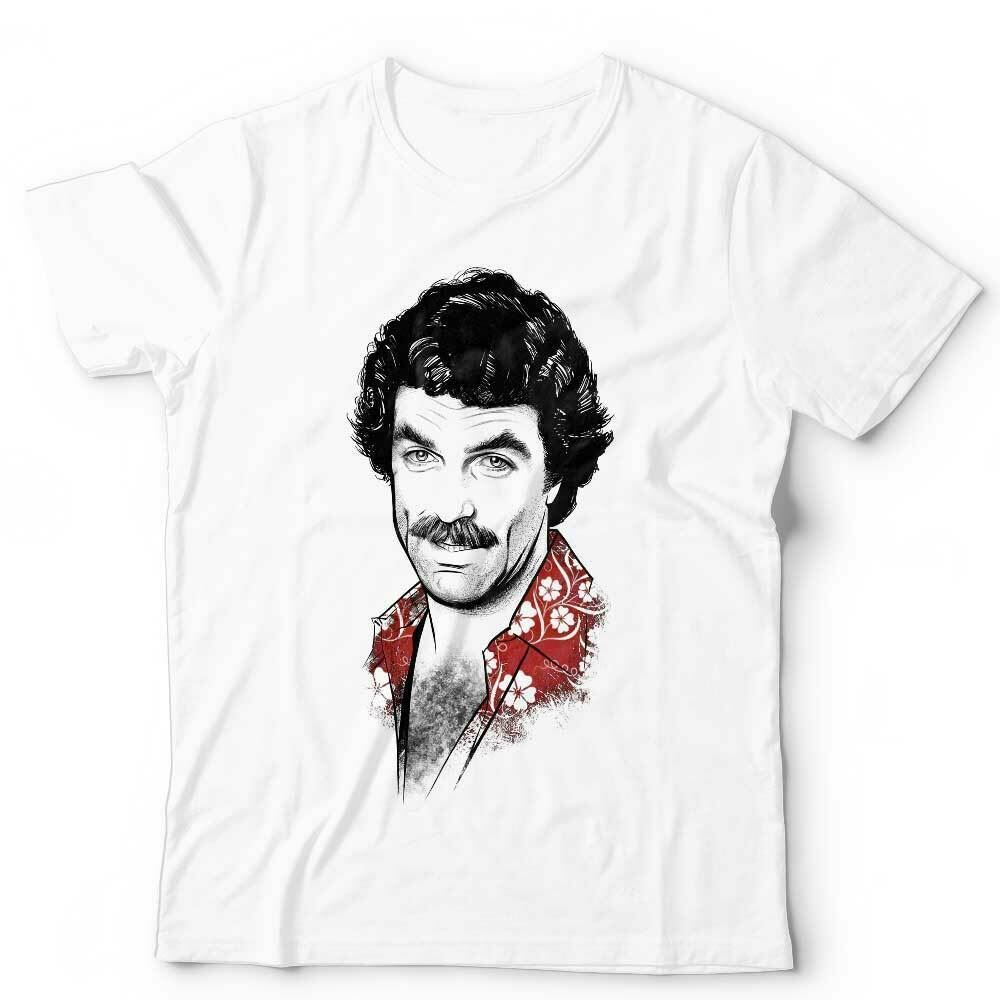 Tom Selleck Illustration White Tshirt Unisex