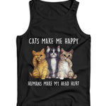 Cats Make Me Happy, Humans Make Head Hurt Ladies Vest/Tank Top