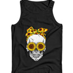 Sunflower Sugar Skull Ladies Vest/Tank Top