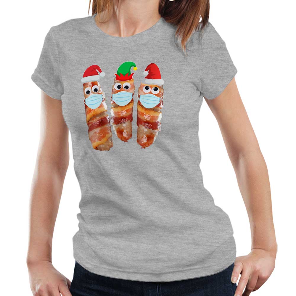 Christmas Pigs In Blankets Tshirt Fitted Ladies