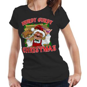 Hurdy Gurdy Christmas Tshirt Fitted Ladies