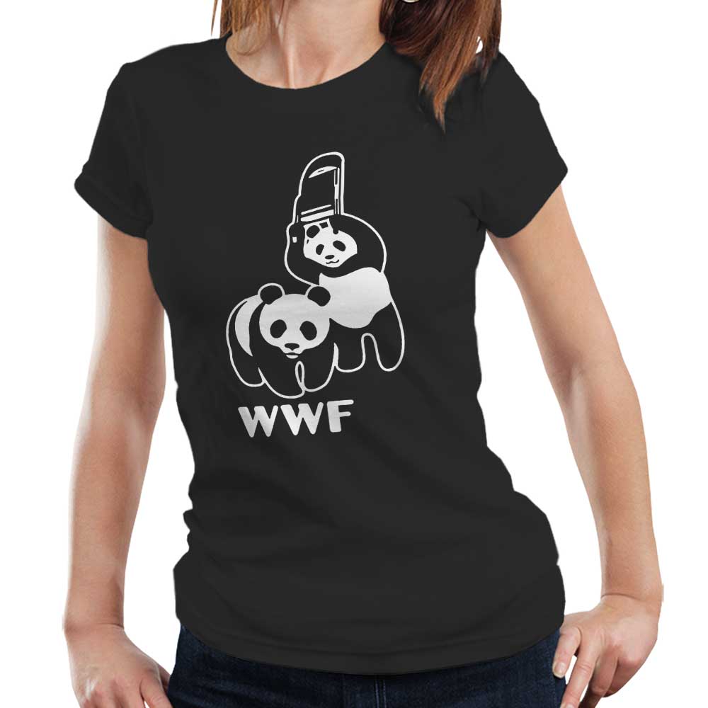 Panda Wrestling Tshirt Fitted Ladies