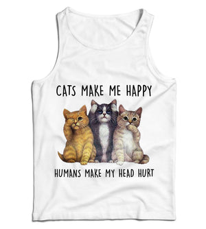 Cats Make Me Happy, Humans Make Head Hurt Ladies Vest/Tank Top